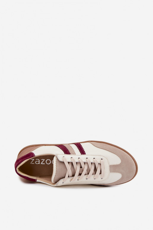 Leren sneakers Zazoo N1234S2 wit-bordeaux