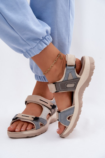 Dames sportieve sandalen McKeylor 95414 zand-blauw