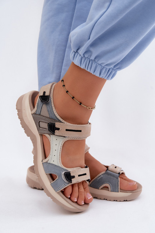 Dames sportieve sandalen McKeylor 95414 zand-blauw