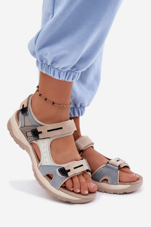Dames sportieve sandalen McKeylor 95414 zand-blauw