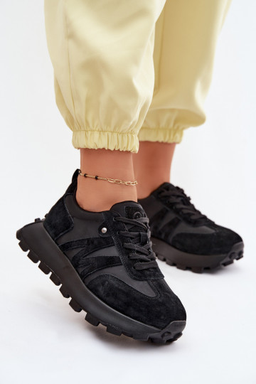 Faux suède sneakers met platform Vinceza 41520 zwart