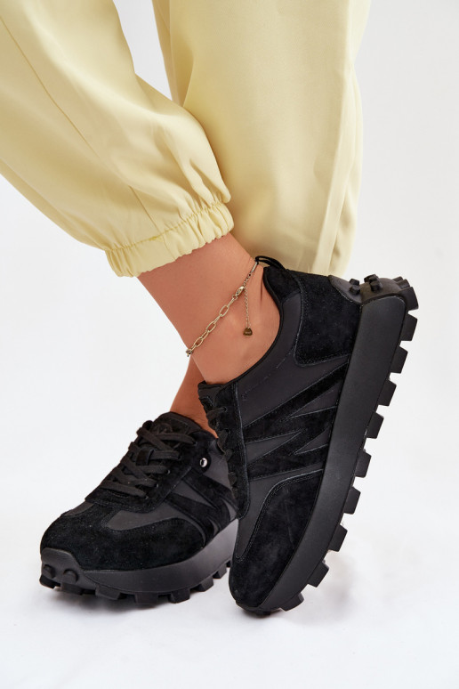 Faux suède sneakers met platform Vinceza 41520 zwart