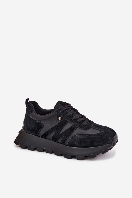 Faux suède sneakers met platform Vinceza 41520 zwart