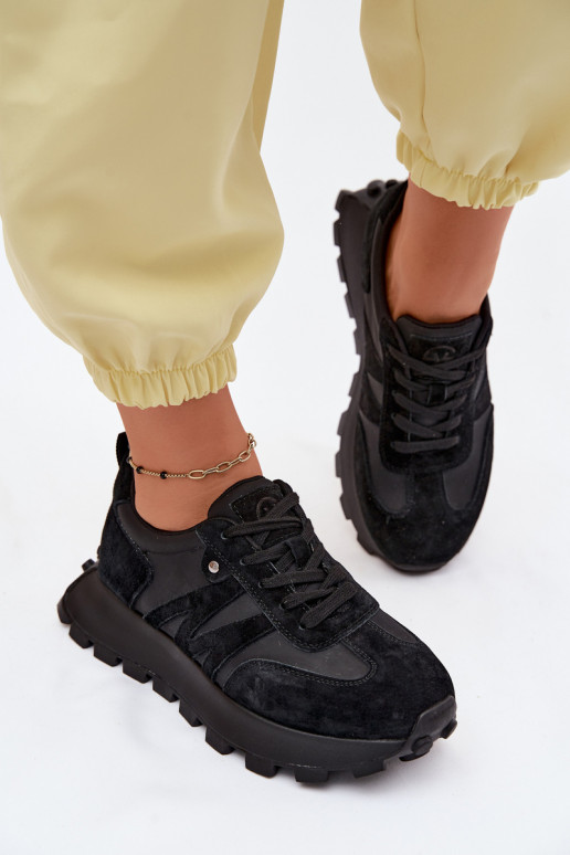 Leer van suède Sneakers model schoenen Dames met platform Vinceza 41520 zInart