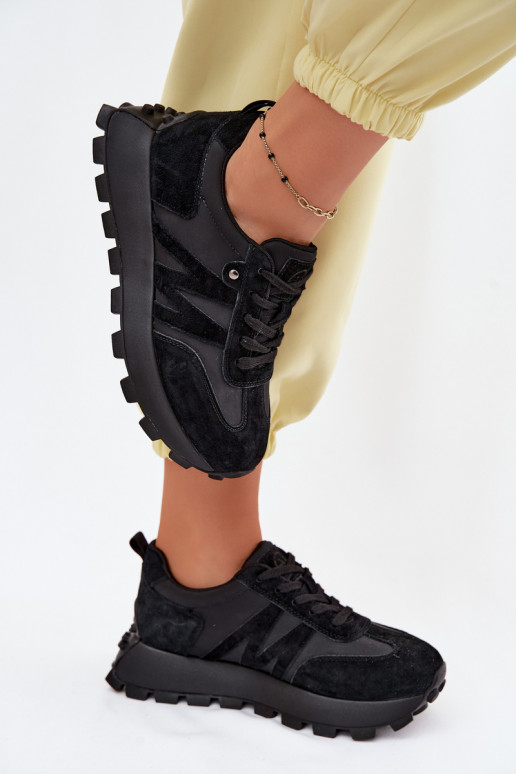 Leer van suède Sneakers model schoenen Dames met platform Vinceza 41520 zInart