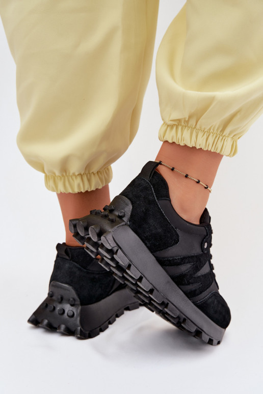 Faux suède sneakers met platform Vinceza 41520 zwart