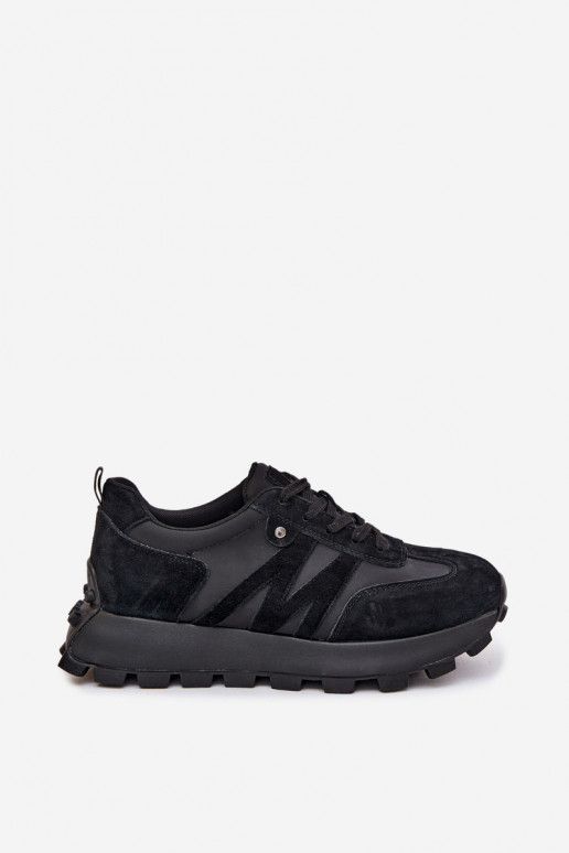 Faux suède sneakers met platform Vinceza 41520 zwart