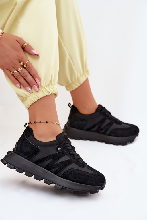 Faux suède sneakers met platform Vinceza 41520 zwart