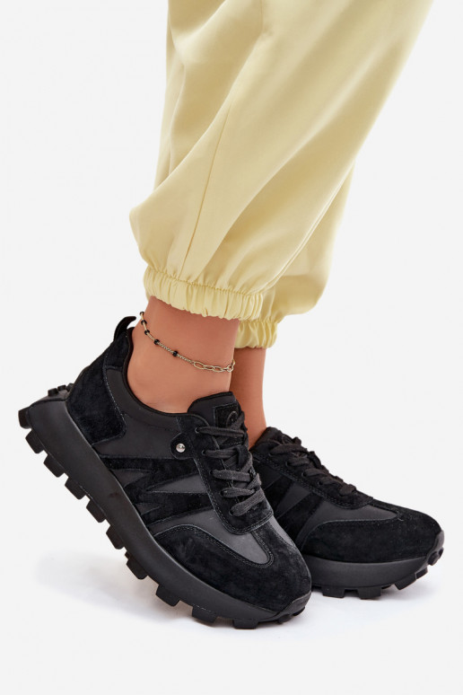 Faux suède sneakers met platform Vinceza 41520 zwart