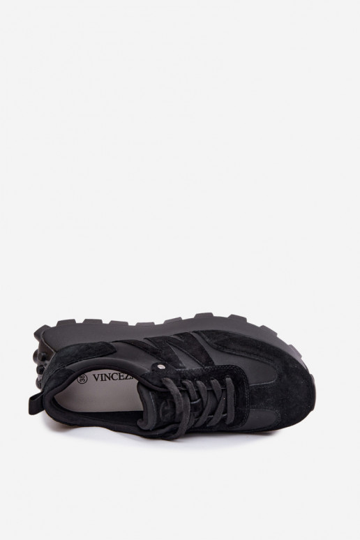 Faux suède sneakers met platform Vinceza 41520 zwart