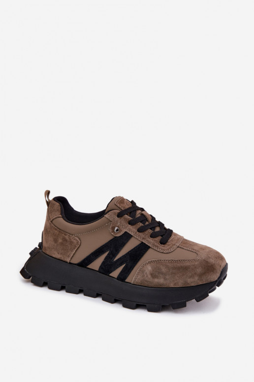 Faux suède sneakers met platform Vinceza 41520 khaki