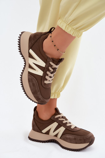 van suède Sneakers model schoenen Dames met platform Vinceza 41521 bruine kleur