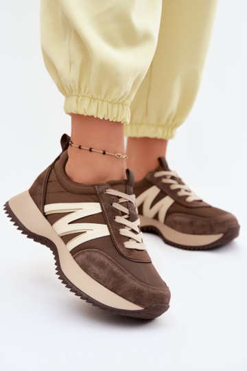 Faux suède sneakers met platform Vinceza 41521 bruin 2