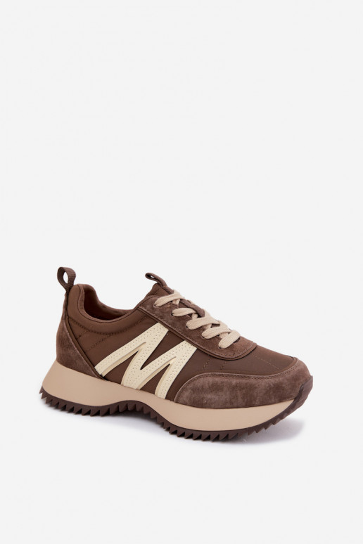 Faux suède sneakers met platform Vinceza 41521 bruin