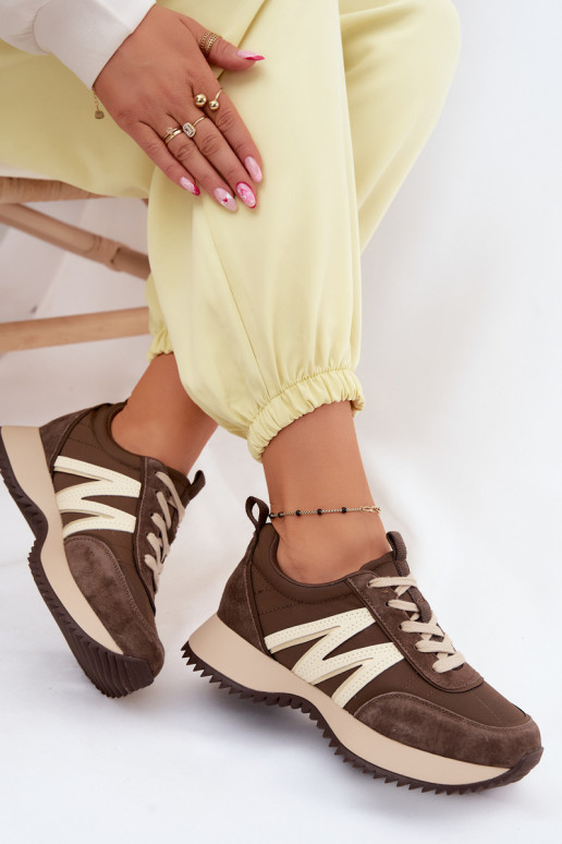 van suède Sneakers model schoenen Dames met platform Vinceza 41521 bruine kleur