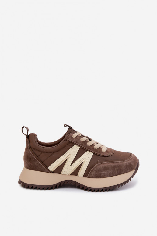 Faux suède sneakers met platform Vinceza 41521 bruin