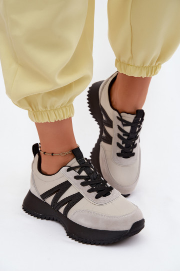 Faux suède sneakers met platform Vinceza 41521 grijs