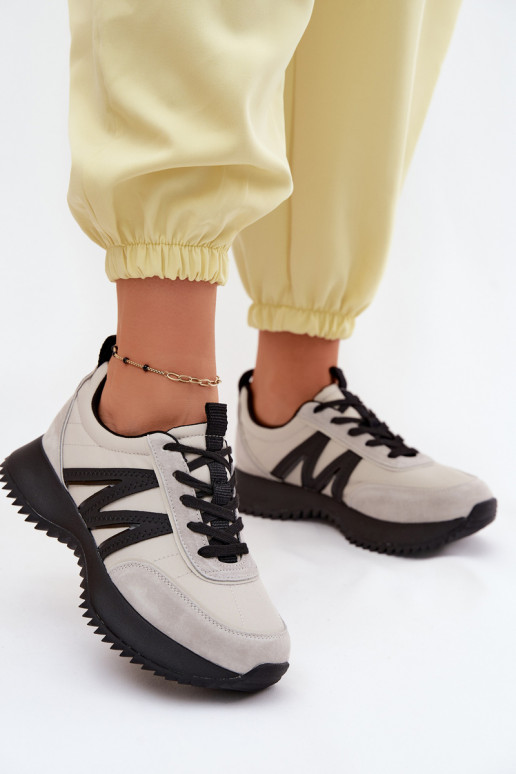 Faux suède sneakers met platform Vinceza 41521 grijs