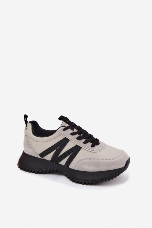 Faux suède sneakers met platform Vinceza 41521 grijs