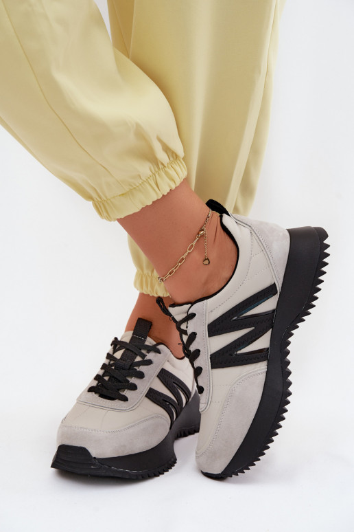 Faux suède sneakers met platform Vinceza 41521 grijs
