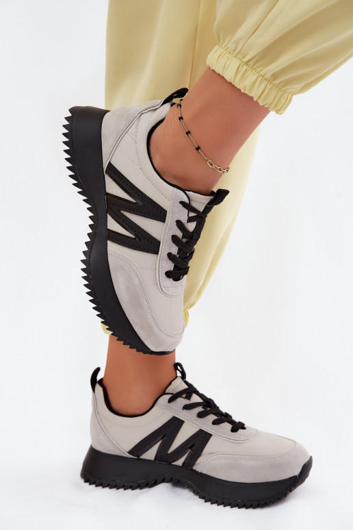 Faux suède sneakers met platform Vinceza 41521 grijs