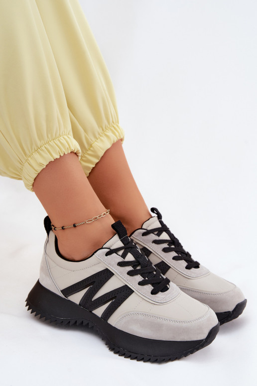 Faux suède sneakers met platform Vinceza 41521 grijs