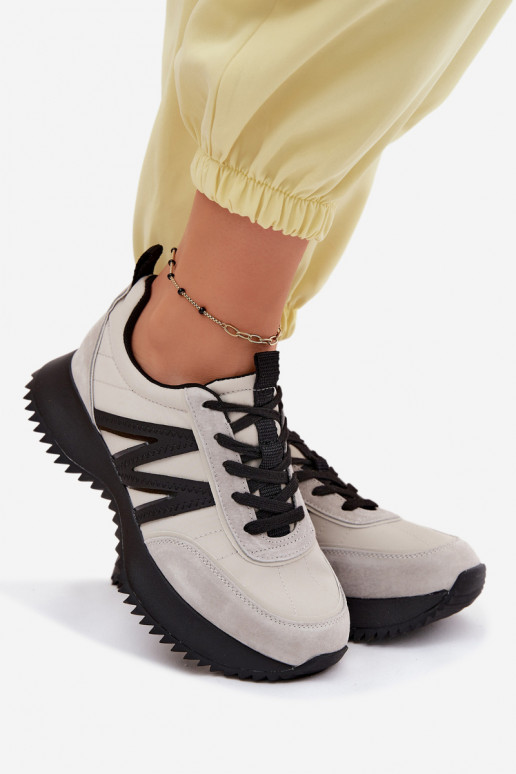 Faux suède sneakers met platform Vinceza 41521 grijs