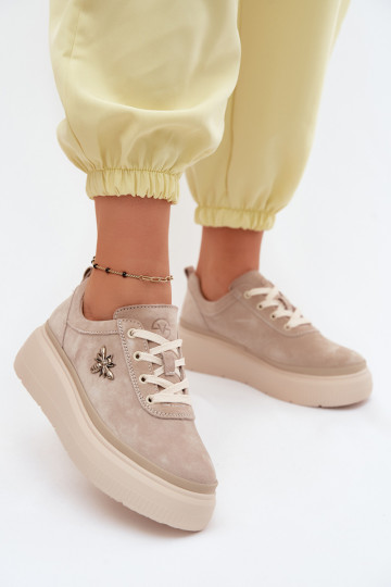 Faux suède schoenen met platform Vinceza 41523 zandkleurig 2