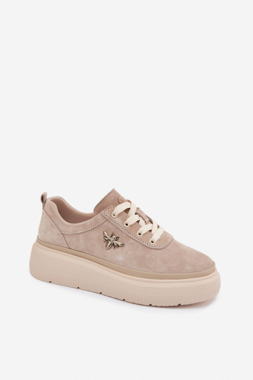 Faux suède schoenen met platform Vinceza 41523 zandkleurig