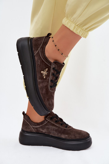 Faux suède schoenen met platform Vinceza 41523 chocolade