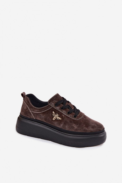 Faux suède schoenen met platform Vinceza 41523 chocolade
