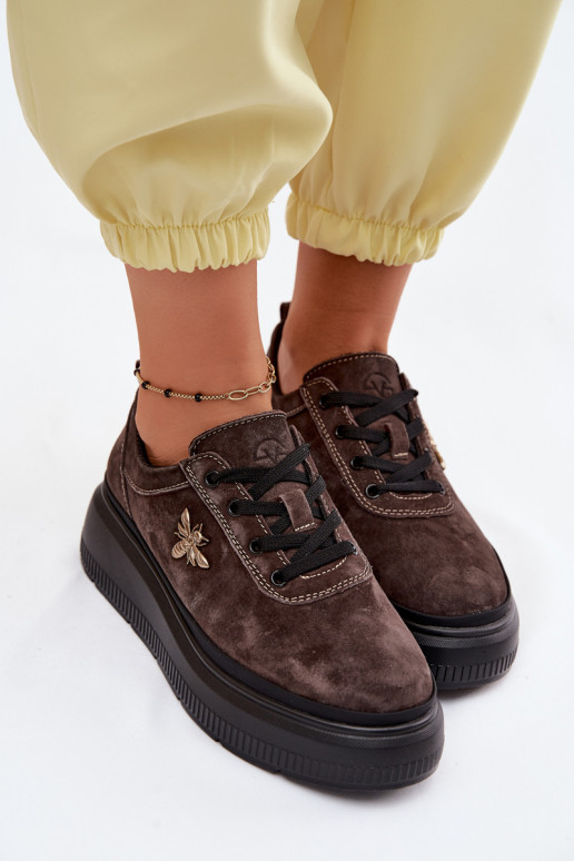 Faux suède schoenen met platform Vinceza 41523 chocolade
