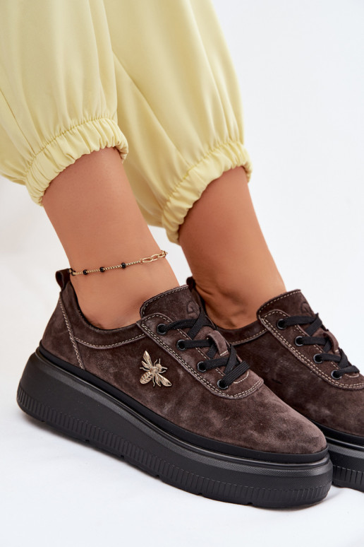 Faux suède schoenen met platform Vinceza 41523 chocolade