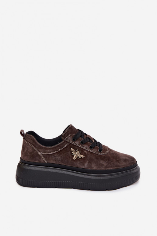 Faux suède schoenen met platform Vinceza 41523 chocolade