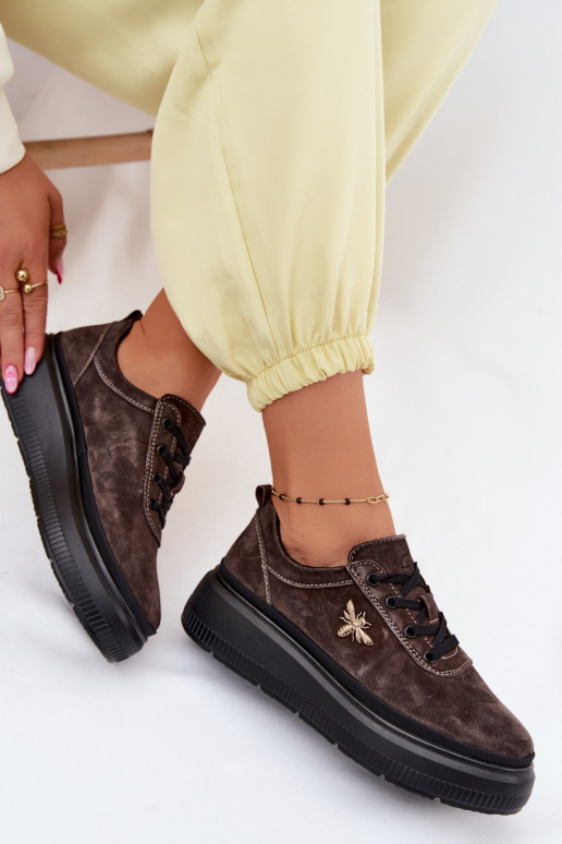 Faux suède schoenen met platform Vinceza 41523 chocolade