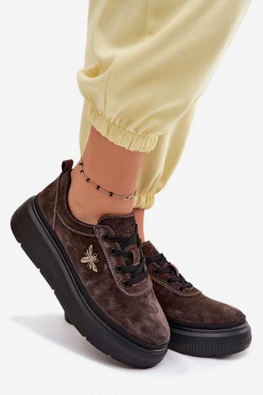 Faux suède schoenen met platform Vinceza 41523 chocolade