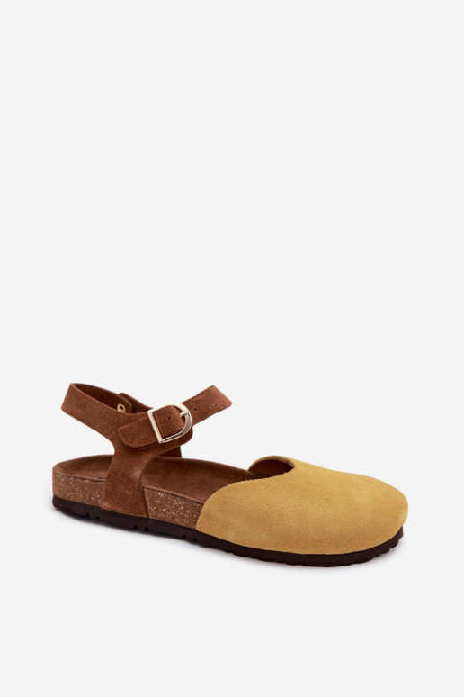 Leren suède sandalen met gesloten neuzen Tai turiciejka H7365-07 geel