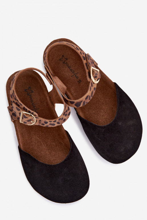 Leer Suède damessandalenZakrytymi Palcami Het heeftciejka H7365-01 zInart