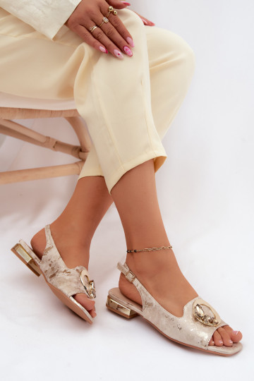 Sandalen voor dames met ornamenten S.Barski KV61-6024 gouden kleur