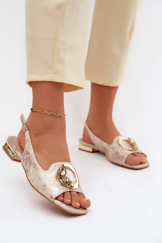 Sandalen voor dames met ornamenten S.Barski KV61-6024 gouden kleur