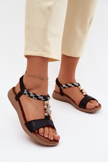 Platte sandalen voor vrouwen in zwart 2