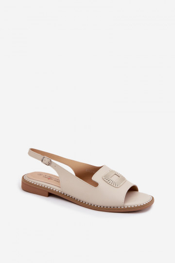 Dames sandalen met brede hakken S.Barski KV61-6076 zandkleur 2
