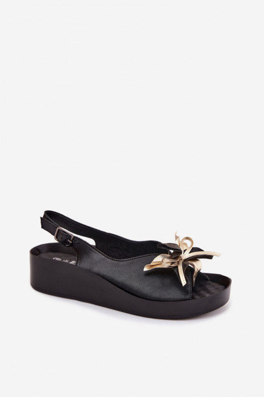 Dames sandalen met ornamenten S.Barski KV61-6045 zwarte kleur