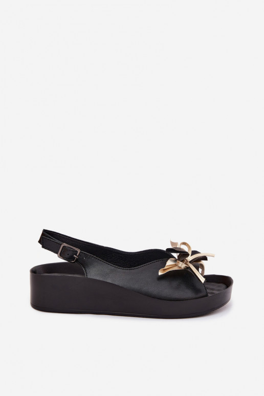 Dames sandalen met ornamenten S.Barski KV61-6045 zwarte kleur