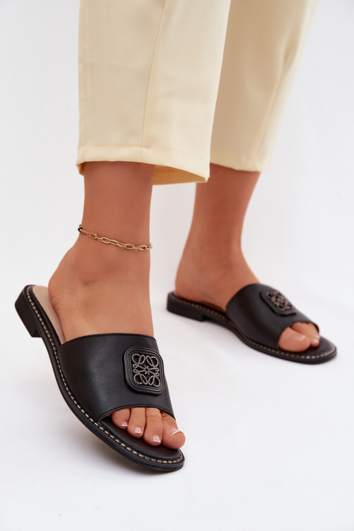 Slippers Echt leer met brede hakken Ozdoba S.Barski KV61-6019 zInart