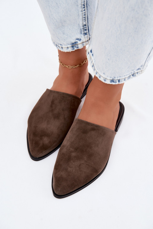 Suede mules D&A JC61-1004 kaki