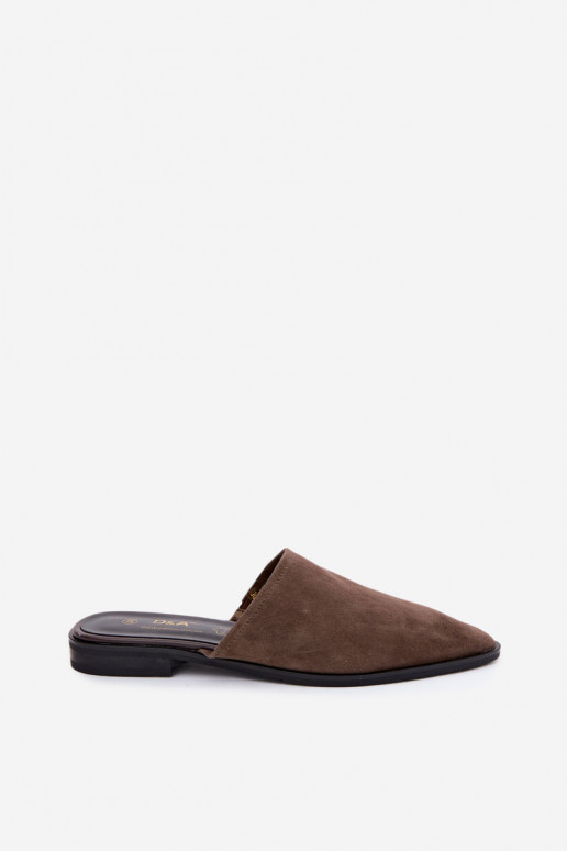 Suede mules D&A JC61-1004 kaki