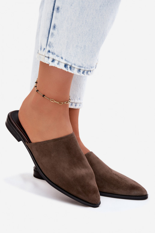 Suede mules D&A JC61-1004 kaki