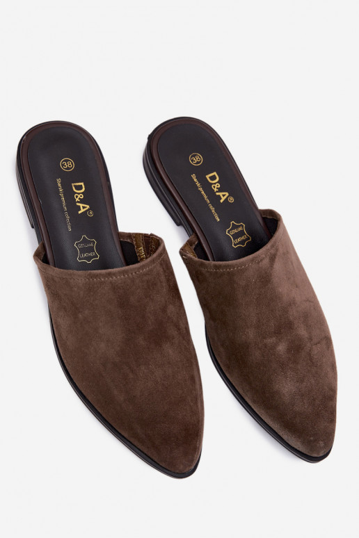 Suede mules D&A JC61-1004 kaki