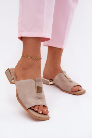 Elegante suède slippers D&A JC61-1002 zandkleur 2